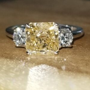14k white gold natural radiant cut champagne diamond engagement ring 2.20ct.