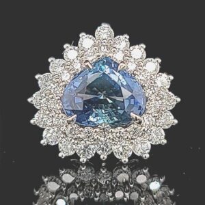 14k white gold engagement Ring 10.05ct Natural blue Sapphire heart  shape