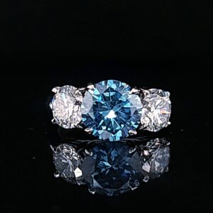 Platinum vintage three stone engagement ring 4.08ct natural blue round Diamond circ 1930's