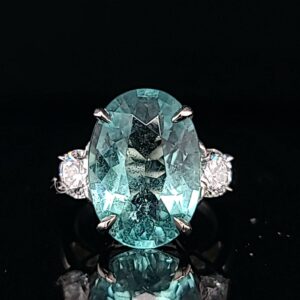 14k white  gold engagement Ring 7.08CT. Natural neon  tourmaline oval shape