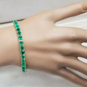 18k yellow gold bracelet natural green emerald 17.50ct.