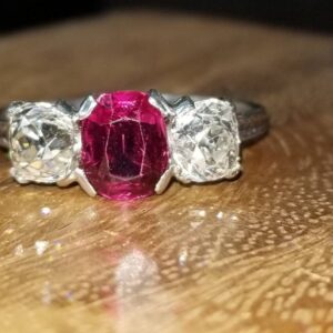 1.84ct. Vintage filigree platinum  engagement ring natural oval  ruby GIA cert circ 1920's